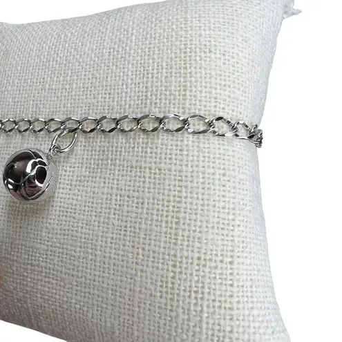 Sterling Silver S76 925 Stamped Volleyball Charm Oval Curb Link Chain Bracelet