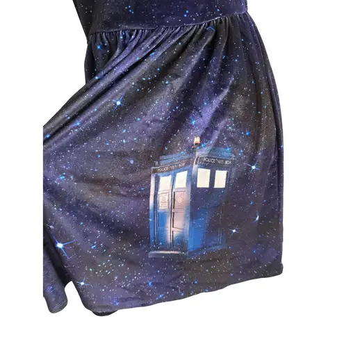 DOCTOR WHO Velvet BBC Galaxy Print Collared Dress Size Medium Blue