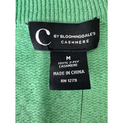 C By Bloomingdales Cashmere Sweater Medium Green V Neck Long Sleeve Womenswear