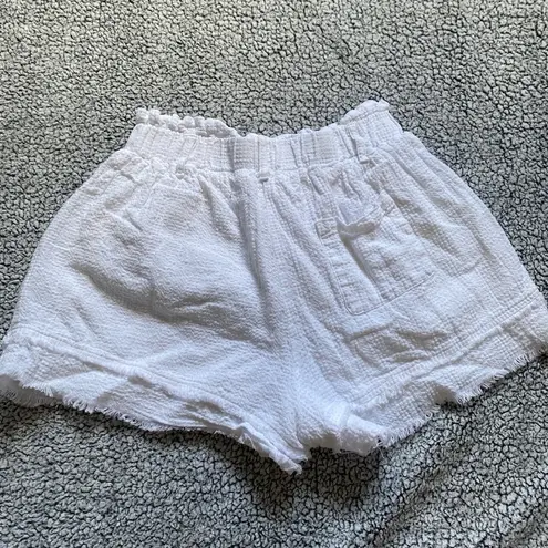 High Waist White Textured Shorts Size M