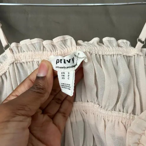 Privy Privately Privileged Cream Ruffled Flower Applique Crop Tank Top Size S