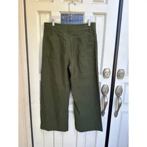 Maeve The Colette Wide Leg Crop Pants Anthropologie Olive Green Size 32