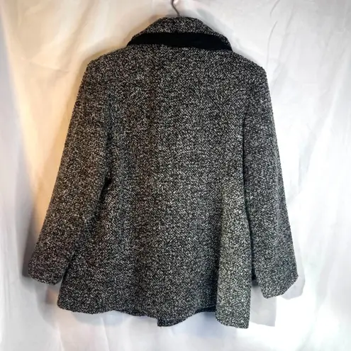 London Fog Tweed Wool Blend Peacoat w/ Scarf Single Breasted Size Large Classic