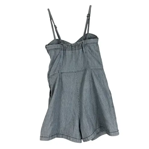Pull&Bear Romper Womens M Blue White Nautical Stripe Coastal Cowgirl Preppy Size M