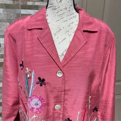 Alex Kim Vintage Blazer Jacket Floral 3D Art Sz 1X Pink