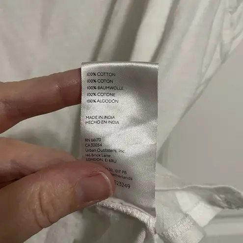 Pilcro White Ruched Sleeve V Neck T Shirt Top Women's Size Medium