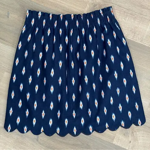 J. Crew Factory Sidewalk Ikat Print Linen Miniskirt Blue Size 2