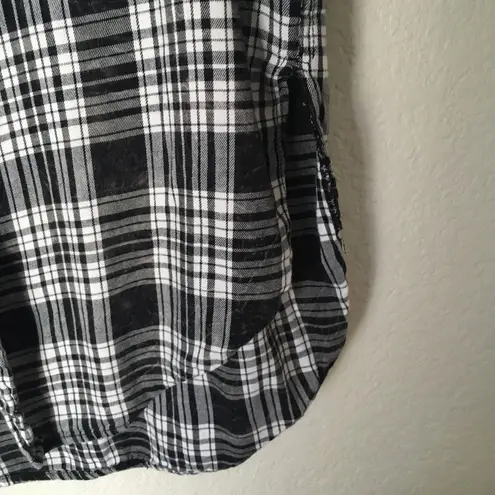 Tokyo Darling Plaid Button Down Tunic Top S