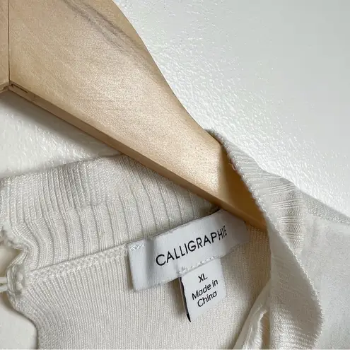 Cottagecore White Eyelet Knit Top Size XL