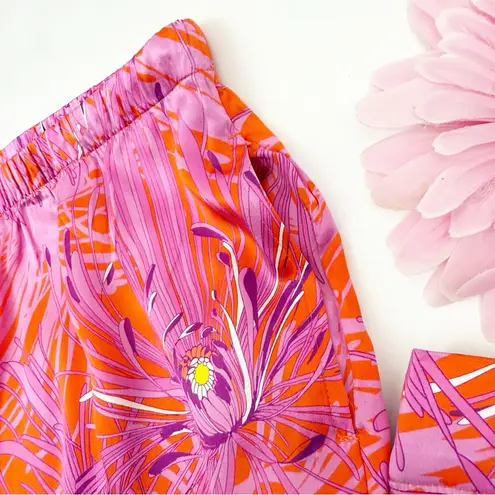 BedHead PJ’s X Trina Turk Floral Tropical Print Silk Satin Pajama Set Fuji Mums Pink Size 3X