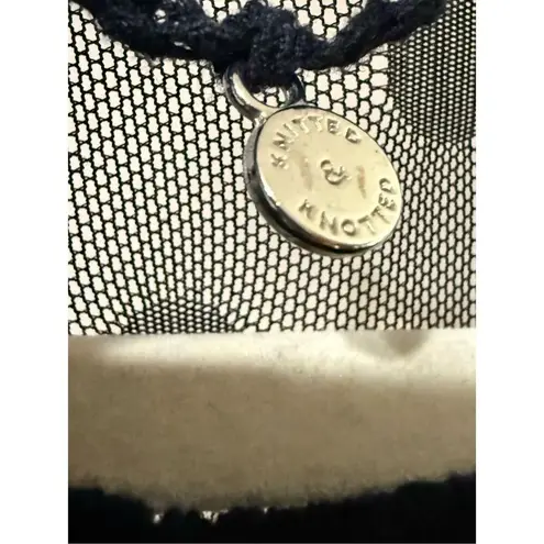 Knitted & Knotted Anthropologie Black Short Sleeve Knit Top Sheer Polka Dot Bodi