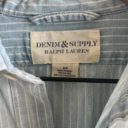 Ralph Lauren  Denim & Supply Top In Striped Chambray Front Button Long Sleeve S