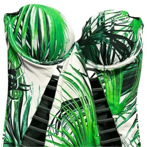 Tube Halter Tropical Green Swimsuit Size Large