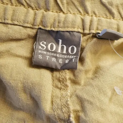 Soho NY&Co Street Tan Wide Leg Linen Blend Drawstring Pants Size XL