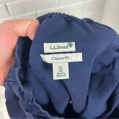 L.L.Bean Navy Classic Fit Cropped Cotton Pants Size XL Blue