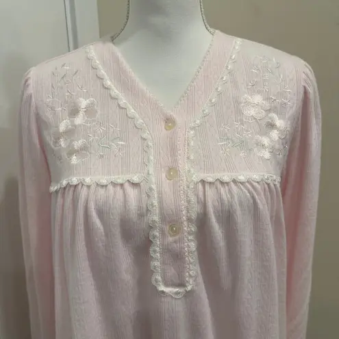 Miss Elaine Petites NWT Pastel Pink Floral Embroidered Nightgown Coquette Small