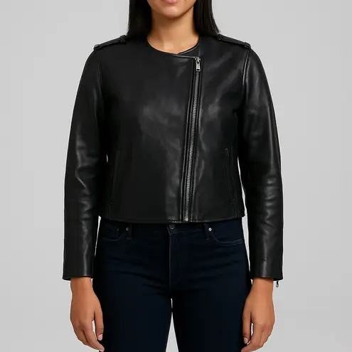 ALC Frank A.L.C. Black Leather Asymmetrical Zip Jacket Leonardo