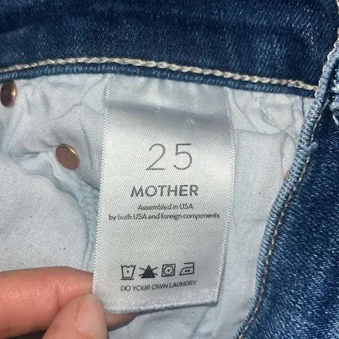 MOTHER Weekender Mid Rise Flare Jeans Sweet Lime 25 Blue