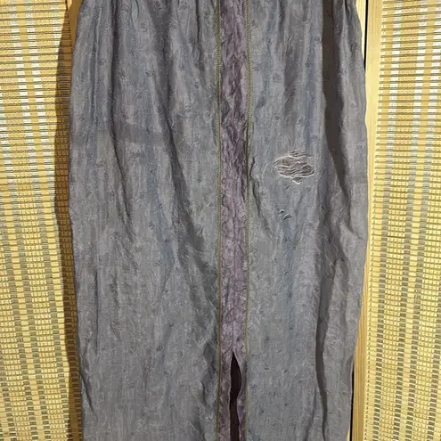 Krakerz Vintage 1990s Y2K Purple Floral Distressed Maxi Skirt Boho Festival XL