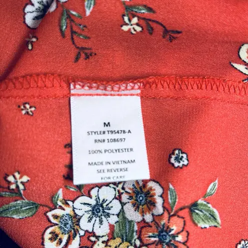 Daisy May Baby Doll Open Back Floral Print Flutter Short Sleeve Top Shirt Medium