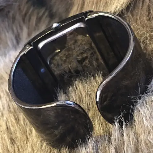 Ladies Geneva Platinum black chrome cuff watch