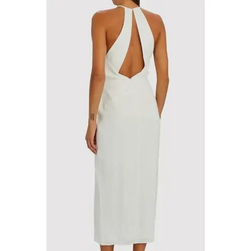 Michelle Mason Midi Dress Women's 2 Off White Gown Halter Sleeveless Open Back