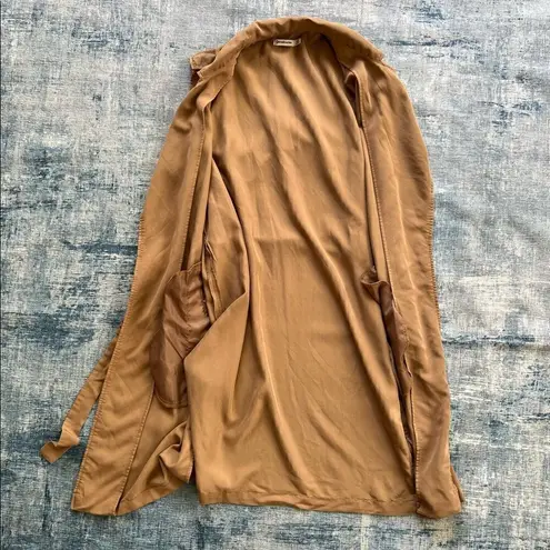 Stradivarius Khaki Lightweight Sleeveless Open Front Trench w Attached Sash S - Image 6