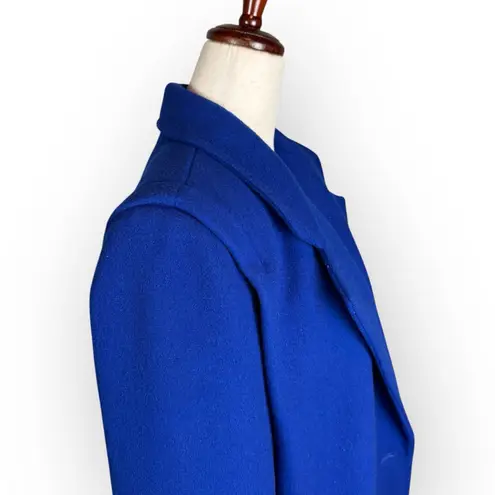 Vintage Blue 100% Wool Oversized Long Overcoat Size 7/8