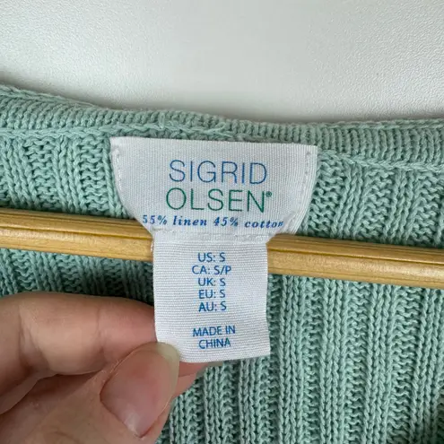 Sigrid Olsen Womens Linen Knit Pullover Hoodie Sz S Coastal Beachy Vacation