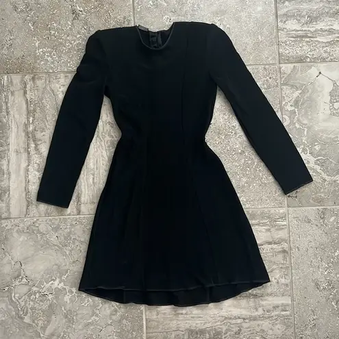 Giorgio Armani Fit & Flare Long Sleeve Ribbed Black Dress, Size 2, EXCELLENT!