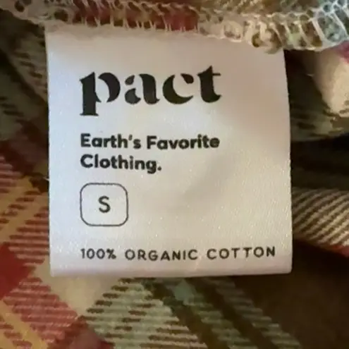 pact Red Green Plaid Flannel Shirt Button Down Organic Cotton Grunge Fall Cabin