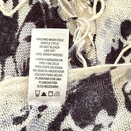 Holiday Editions Floral Print Open Knit Scarf Office Whimsical Cottagecore Boho Blue