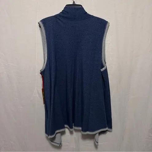 Ruby Rd NWT . Womens Open Front Blue Soft Cardigan Sleeveless Asymmetric Size XL