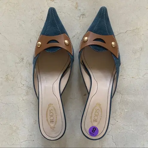 Tod's Leather and Suede Kitten Heels Sz 8