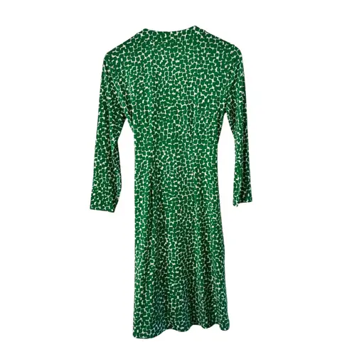 BCBGMAXAZRIA Green Geo Print Wrap Dress Long Sleeve Women's Size S