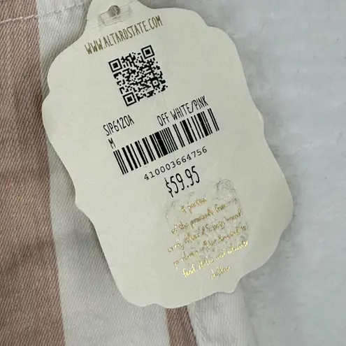 Altar'd State Womens Size M Pink White Striped Cutoff Denim Shorts Frayed Hem Size M