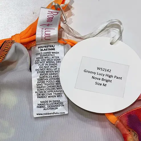 NEW Robb Lulu M High Waist Bikini Bottom Groovy Lucy High Pant Cutout Swimwear Purple Size M