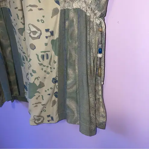 Vintage Platinum S Green and Cream Patterned Cardigan Beaded