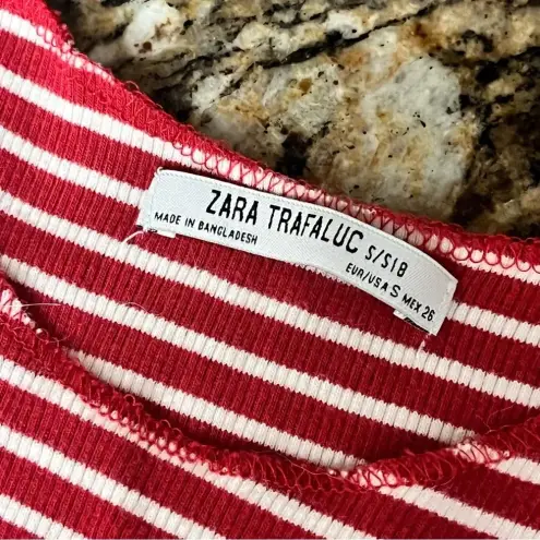 ZARA  Trafaluc Red Striped Seamless Crop Top Women’s S Nautical Preppy Sailorcore