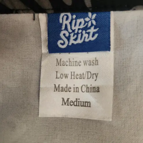 Rip Skirt Black and Gray Floral Print Mini Skirt with Wrap Styling Size Medium