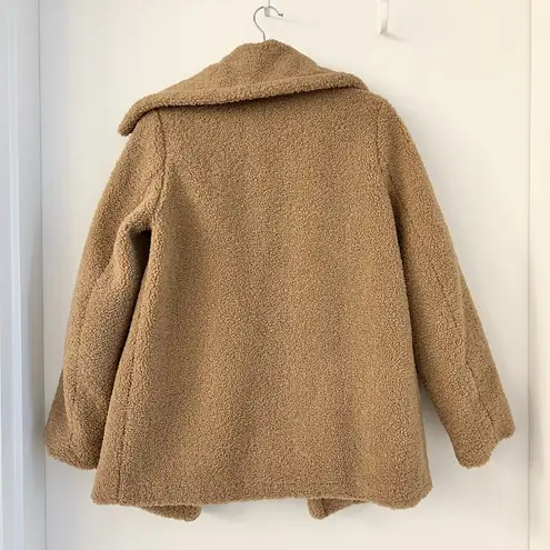 French Connection  Teddy Sherpa Peacoat Oversized Jacket in Light Brown Size XS