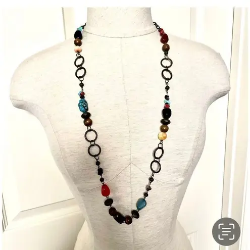 Long natural stones necklace