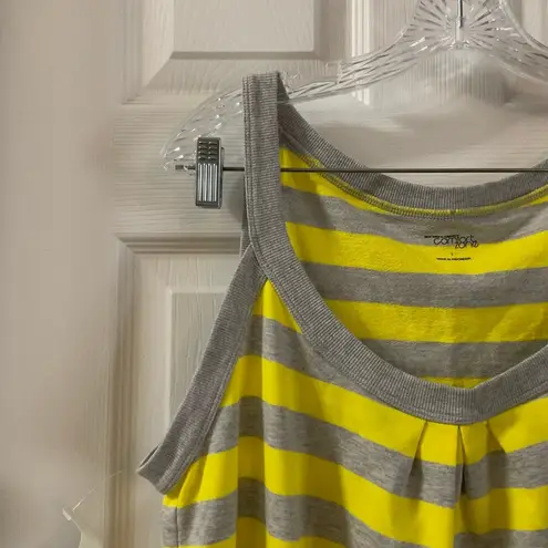 New York And Company Yellow/Grey Striped Dress Large