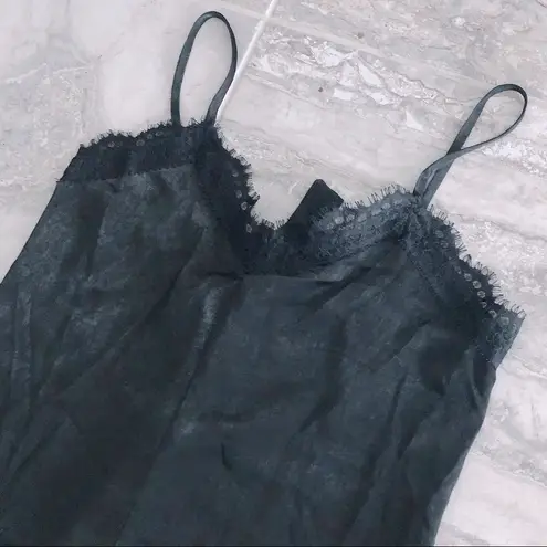 Dee Elle Satin Lace Trim Jumpsuit in Black, NEW, Size L