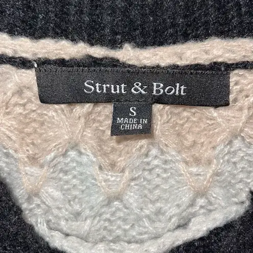 Strut & Bolt Womens Honeycomb Striped Pullover Sweater Gray Blue Size Small - Image 5