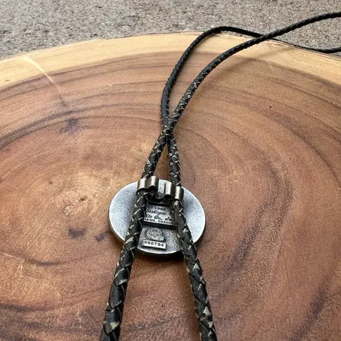 Siskiyiu USA Oregon 1989 Morgan Silver Dollar Western Genuine Leather Bolo Tie Black