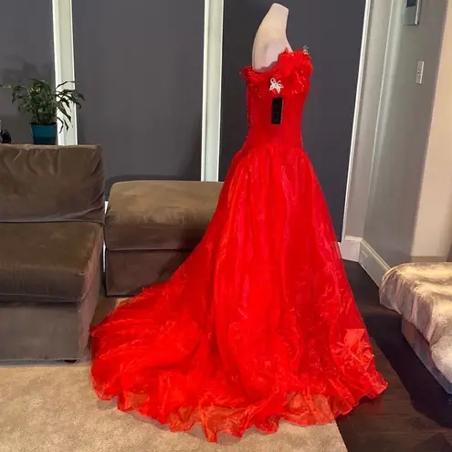 Women’s Red Fairy Tale Prom Party Dress Butterflies Corset Back Size 4 NWT