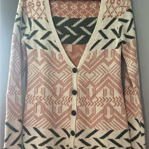 BKE Patterned V-Neck Cardigan Sweater