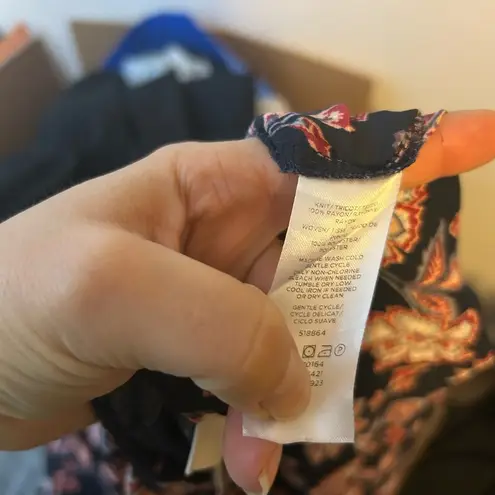 Loft  Floral Peplum Tie Neck Blouse