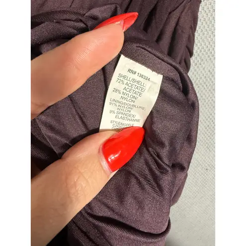 Halston Heritage Ruched Deep V Bodycon Dress Plum Purple | Size Small